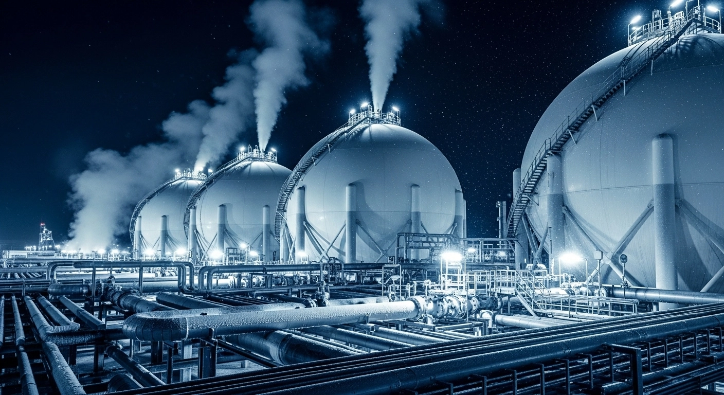 LNG storage tanks with steam at energy facility