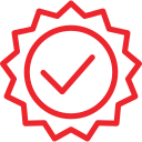 Red checkmark badge icon