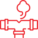 Red steam pipeline valve icon