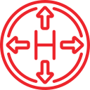 Red directional arrows icon