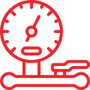 Red pressure gauge icon