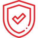 Red shield with checkmark safety icon