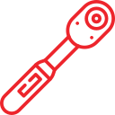 Red wrench tool icon