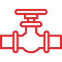 Red pipeline valve outline icon