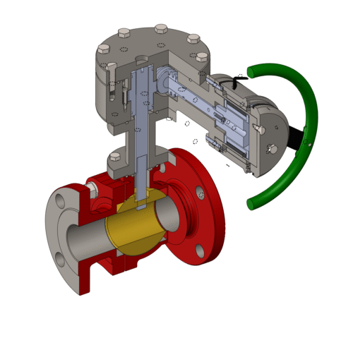Copy of Ball Valve Section View - MagDrive Technologies 3D cutaway model of MagDrive valve actuator